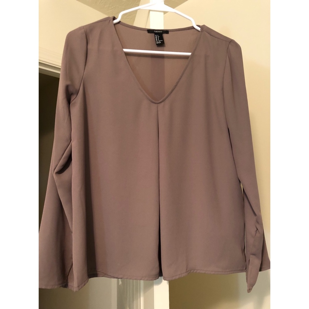 Taupe Forever 21 long sleeve blouse